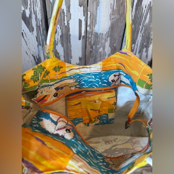 Nicole Rubel Cappelli Surfing Dogs Beach Tote Vintage - Picture 8 of 9